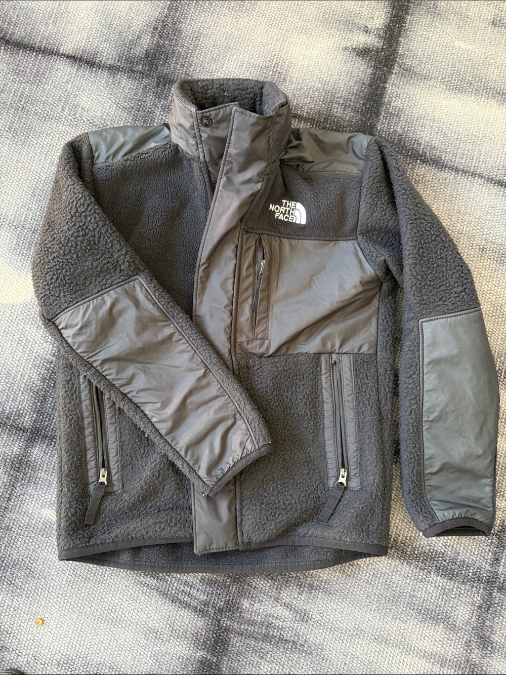 The North Face Boy’s Black Snap Up Fleece Jacket, Nylon Hood, S